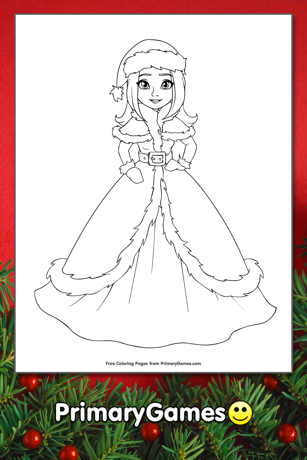 Princess Christmas Coloring Pages