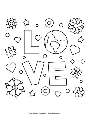 Love Planet Earth Coloring Page Free Printable Pdf From Primarygames
