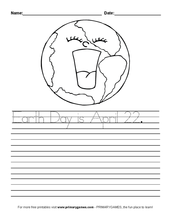 Earth Day Worksheets: Earth Day Handwriting Practice • Free Online Games at  PrimaryGames