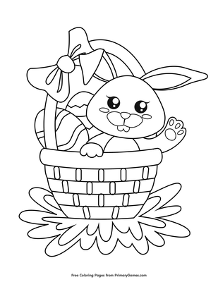 Download Easter Basket With Eggs And Bunny Coloring Page Free Printable Pdf From Primarygames