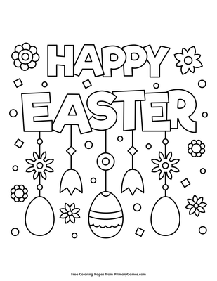 Happy Easter Coloring Page FREE Printable PDF from PrimaryGames