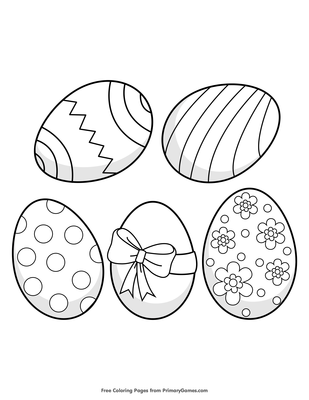 5 Easter Eggs Coloring Page