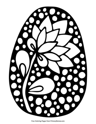 easter egg with flower design coloring page • free printable