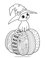 Halloween Coloring Book Beautiful Cat Coloring Pages Cute Cats Ghosts  Pumpkins