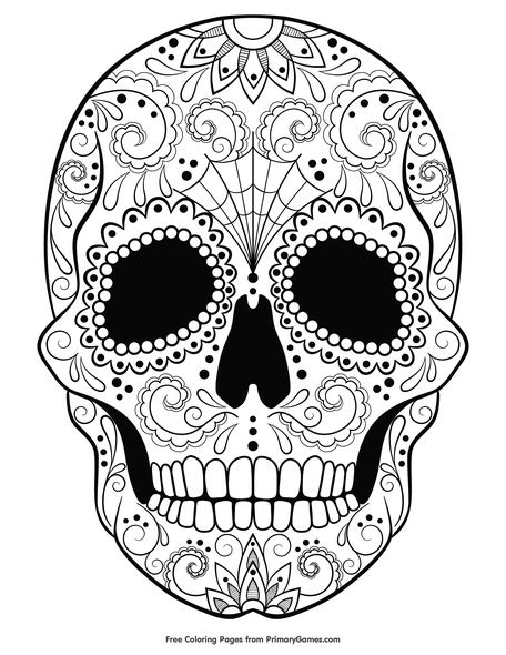 Sugar Skull Coloring Page Free Printable Pdf From Primarygames