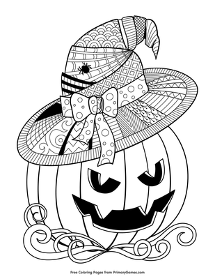 coloring pages for halloween witches hats