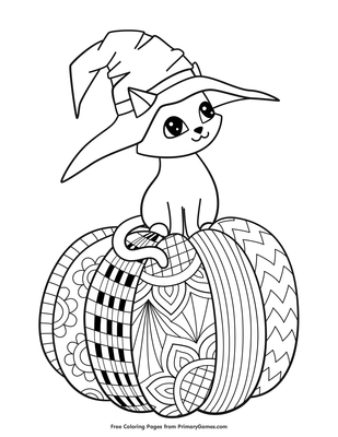 coloring pages for halloween witches hats