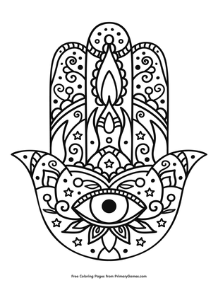 Hamsa Hand Coloring Page Free Printable Pdf From Primarygames