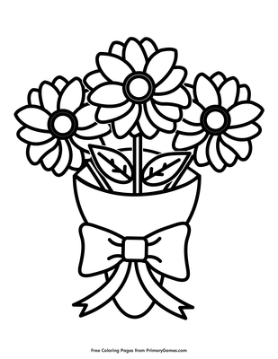 Flower Bouquet Coloring Page Free