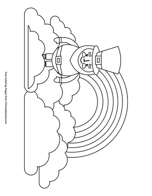 leprechaun with rainbow coloring page • free printable pdf