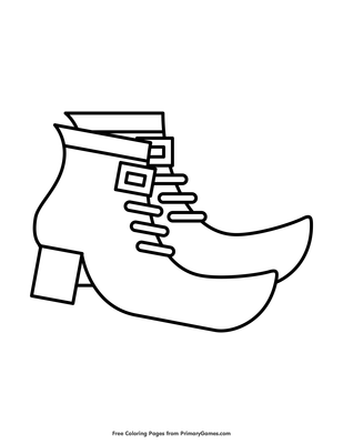 leprechaun shoes coloring page free printable pdf from primarygames