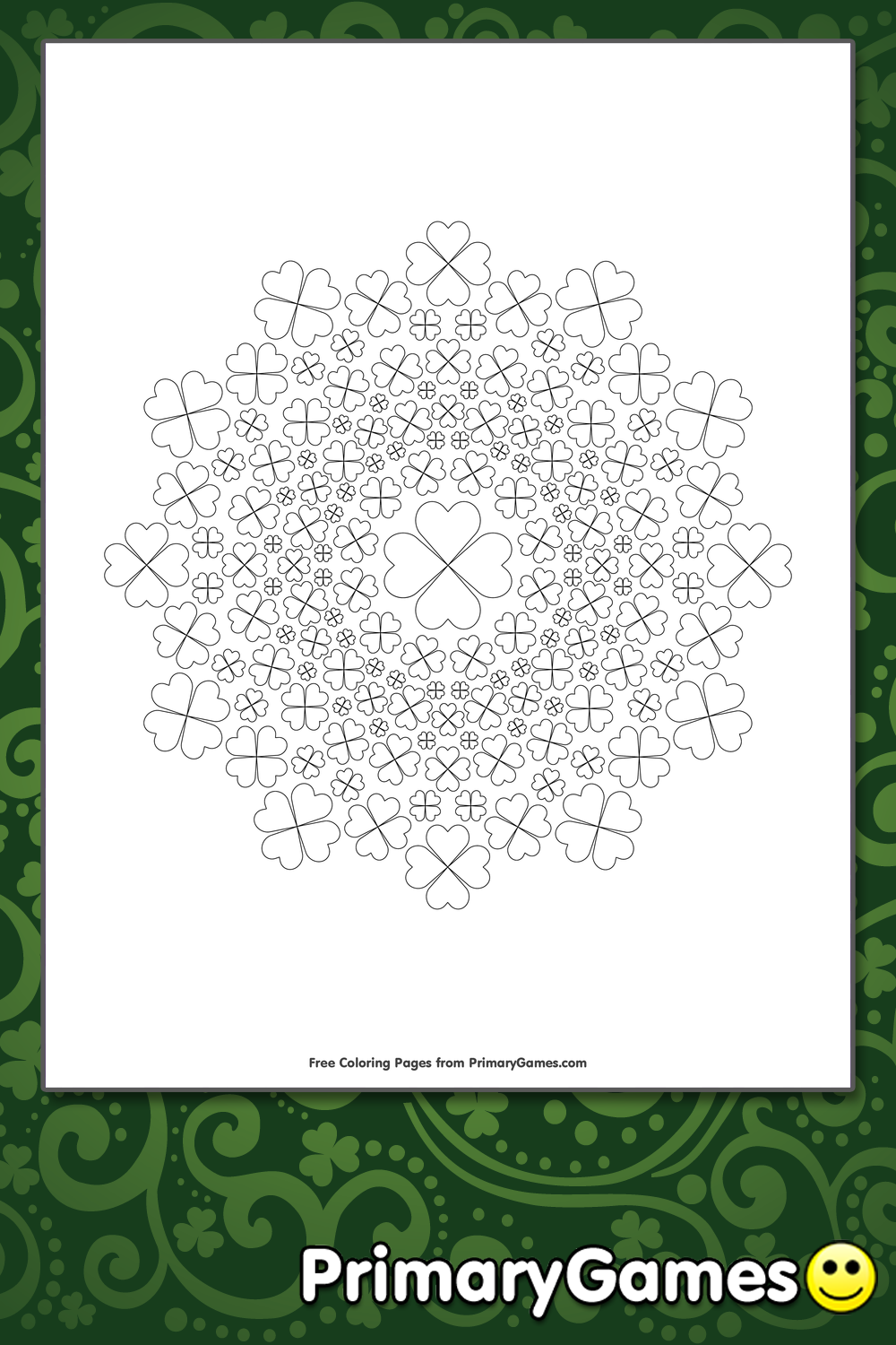shamrock mandala coloring page free printable pdf from primarygames