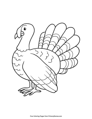 Download Turkey Coloring Page Free Printable Pdf From Primarygames