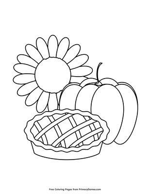 Sunflower Pumpkin And Pie Coloring Page Free Printable Pdf From Primarygames