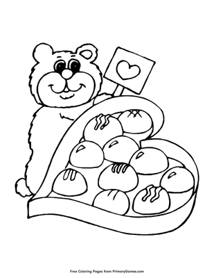 Valentine's day teddy bear coloring pages