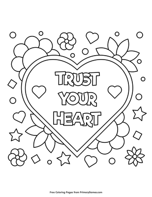 trust your heart coloring page • free printable pdf from