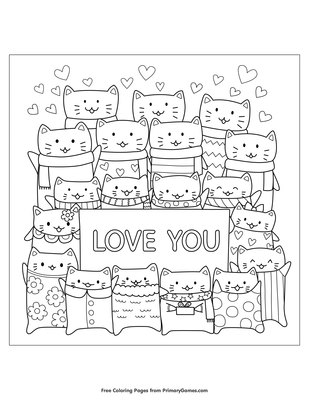 love you coloring page • free printable pdf from primarygames