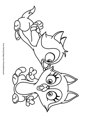 Download Kissing Cat Coloring Page Free Printable Pdf From Primarygames
