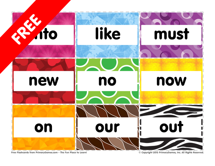 Flashcards Kindergarten Sight Words Into To Out Free Online