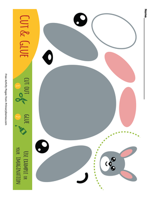 Rabbit Head Cut And Glue Activity Page • FREE Printable PDF