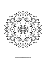 Simple Flower Mandala Coloring Page Free Printable Pdf From Primarygames Repeating patterns of the mandalas have been revered for the ages for their meditative effects. simple flower mandala coloring page