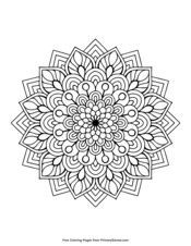 Simple Flower Mandala Coloring Page Free Printable Pdf From Primarygames