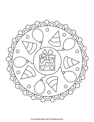 Happy Birthday Mandala Coloring Page Free Printable Pdf