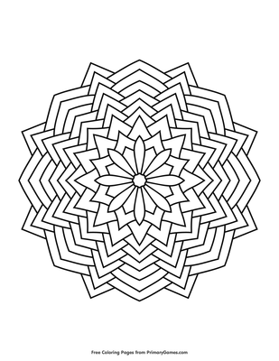 geometric mandala coloring page • free printable pdf from