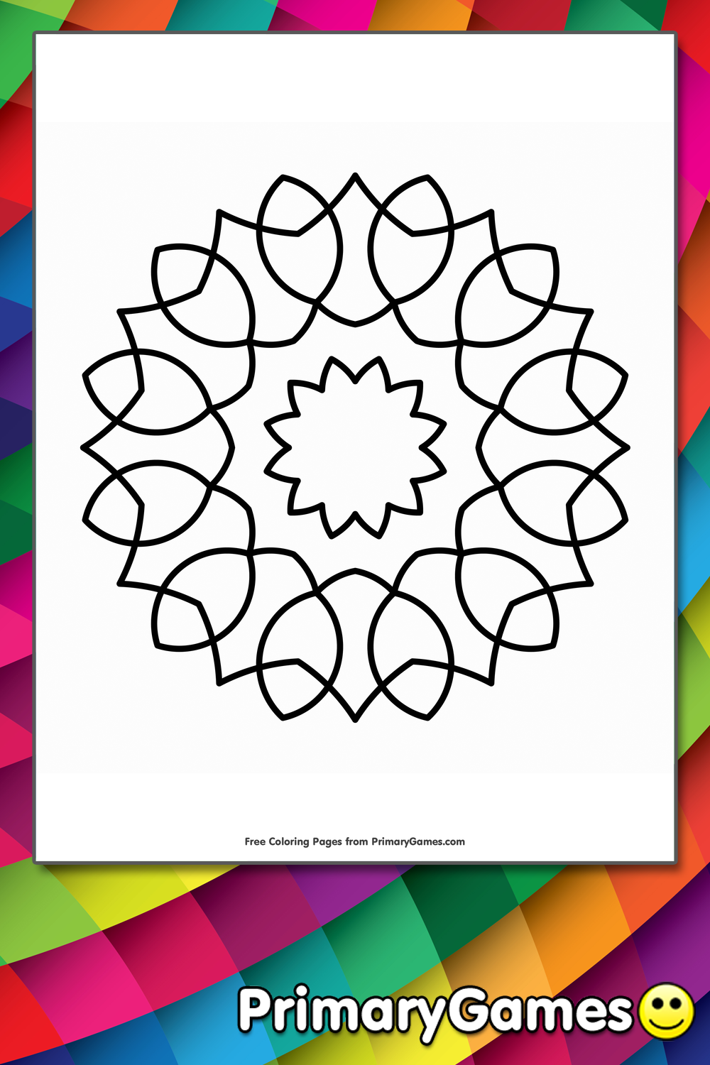 Simple Mandala Coloring Page Free Printable Pdf From Primarygames My colors choice consists of three different shades of the same color, and two different shades of grey, and one white and yellow color. simple mandala coloring page free