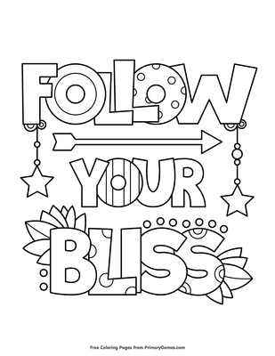 Follow Your Bliss Coloring Page Free Printable Pdf From