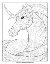 Zentangle Unicorn Coloring Page Free Printable Pdf From Primarygames