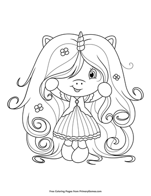 Cute Girl Unicorn Coloring Page Coloring Page Free Printable Pdf