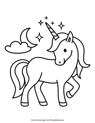 Unicorn With The Moon Coloring Page Free Printable Pdf From