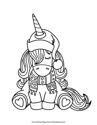 winter unicorn coloring page • free printable pdf from