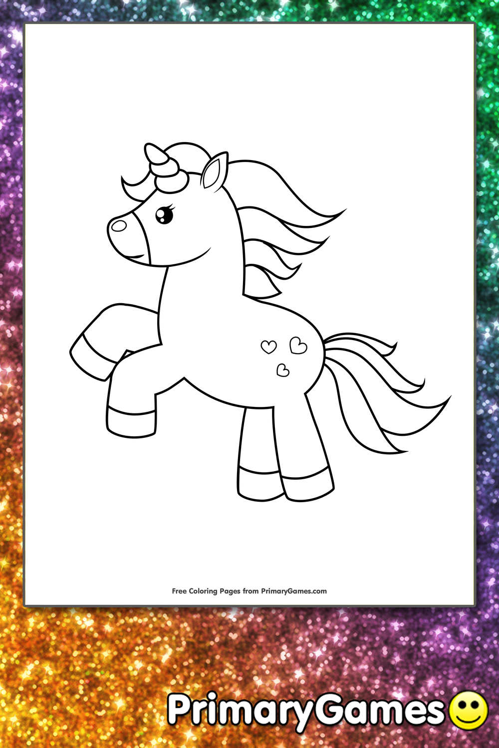 Galloping Unicorn Coloring Page Free Printable Pdf From Primarygames