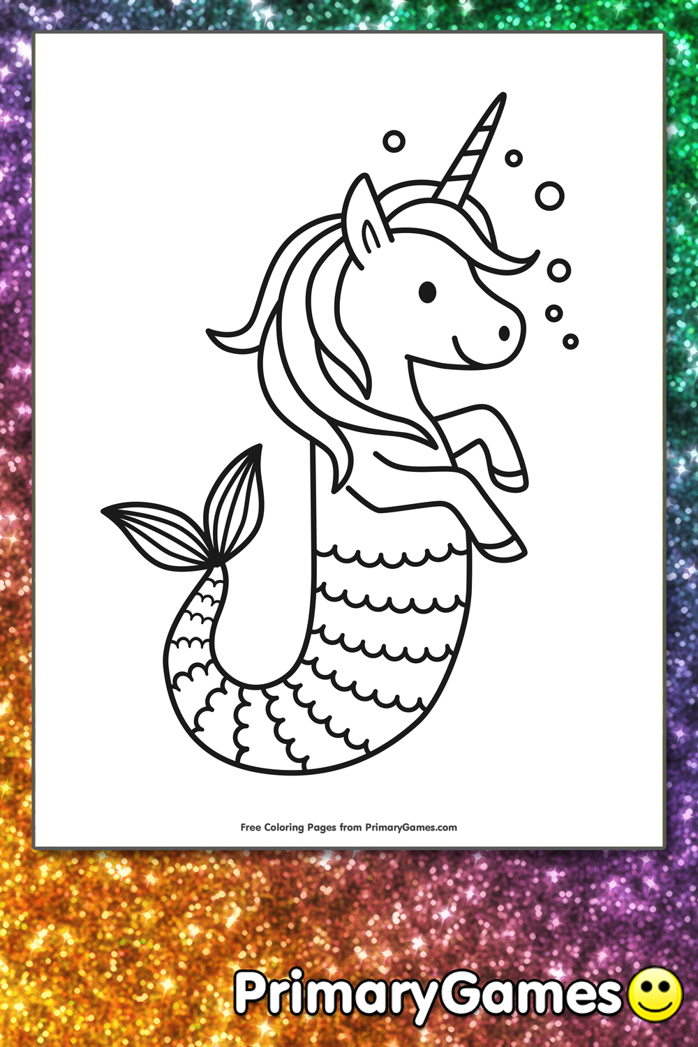Unicorn Seahorse Coloring Page Free Printable Pdf From Primarygames