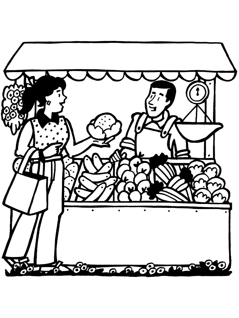 Vegetable Market Coloring Pages 1
