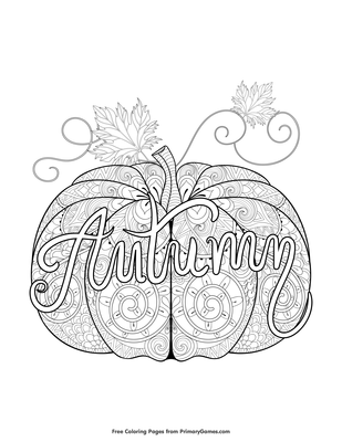 Autumn Pumpkin Zentangle Coloring Page Free Printable Pdf From Primarygames