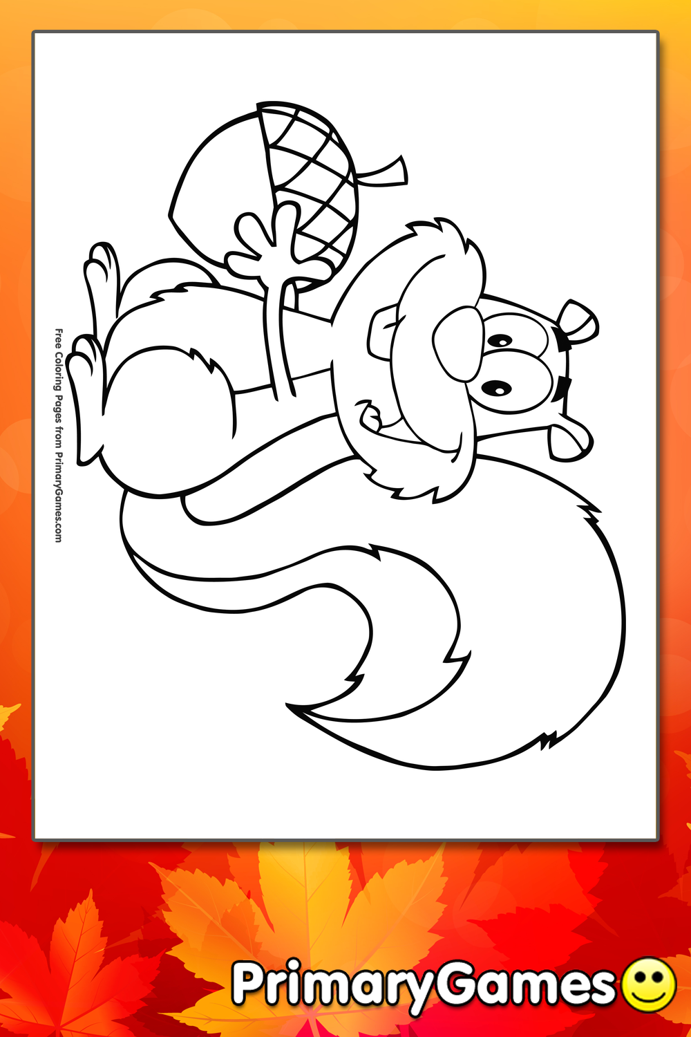 Cartoon Squirrel With Acorn Coloring Page Free Printable Pdf From Primarygames