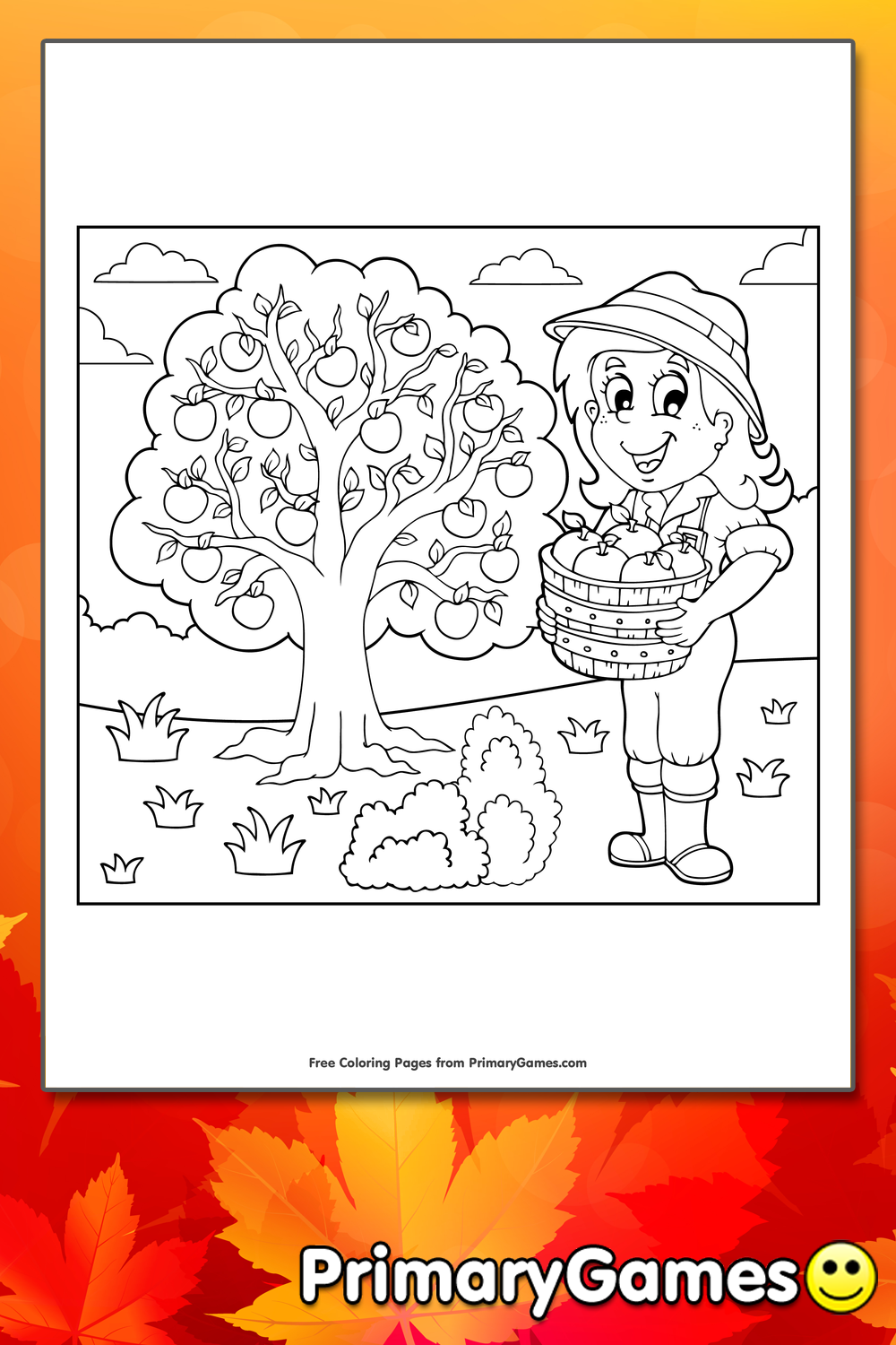 Apple Picking Coloring Page Children Picking Apples Coloring Page