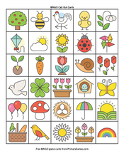 Spring Bingo Game Free Printable Game From Primarygames