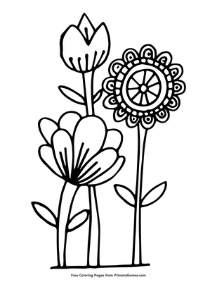 Spring Flowers Coloring Page Free