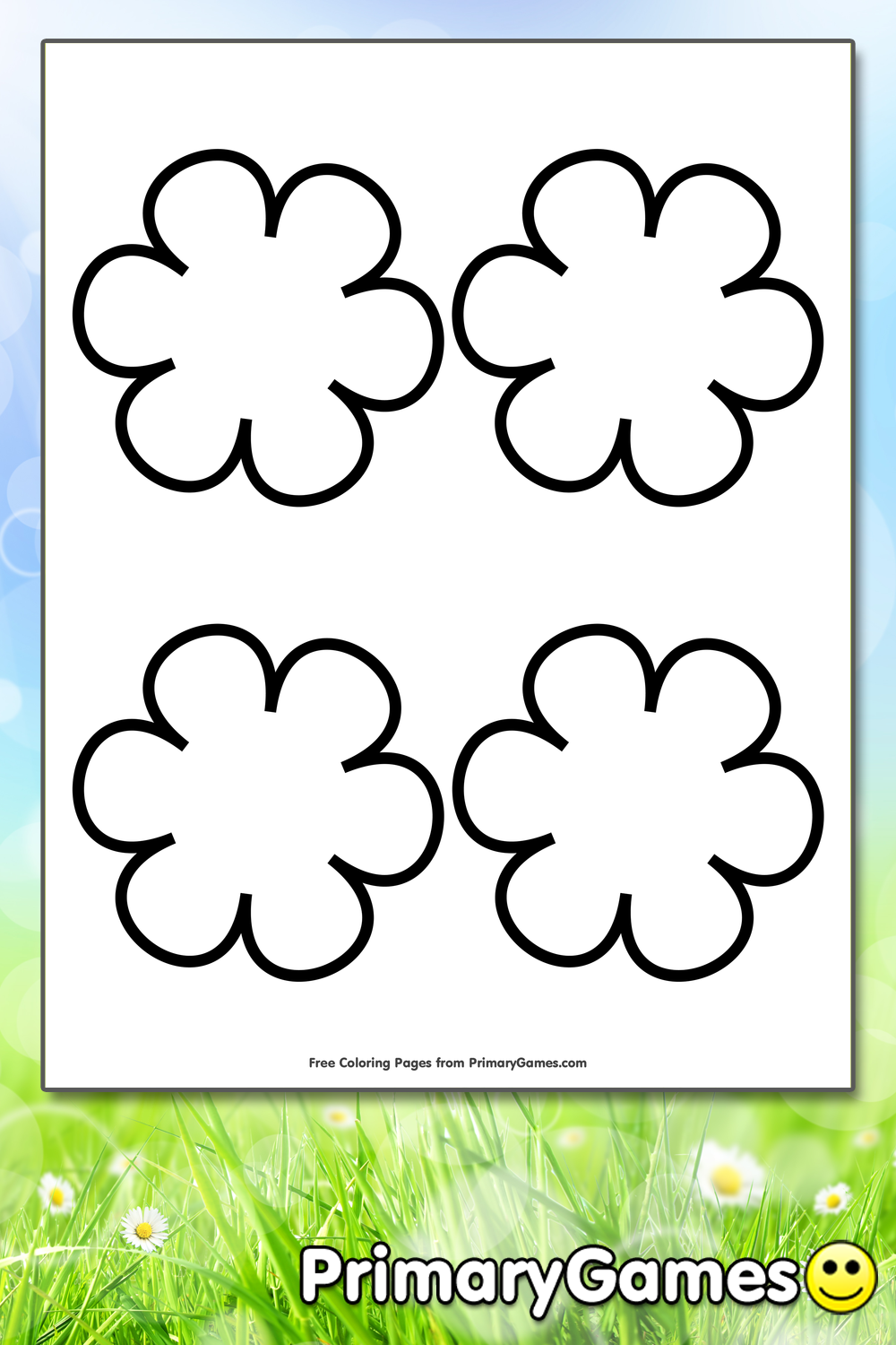 Simple Flower Pattern 4 Coloring Page • FREE Printable PDF from PrimaryGames, image size:1000x1500