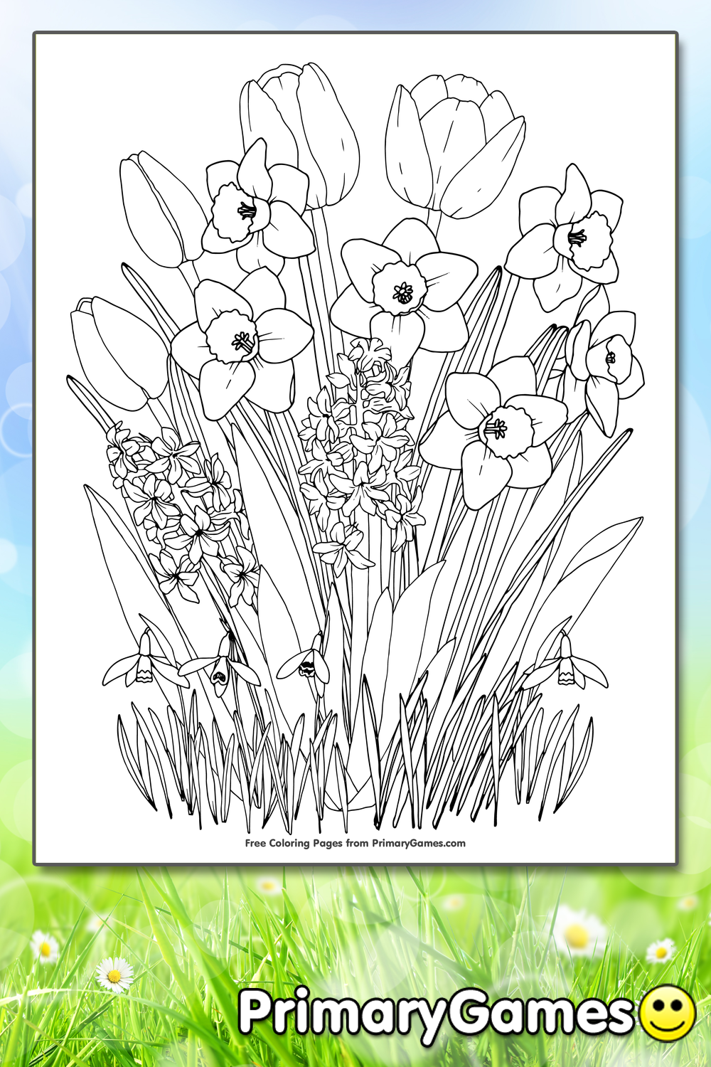 Download Spring Flowers Coloring Page Free Printable Pdf From Primarygames