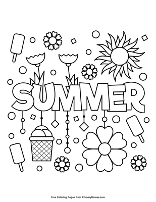 summer coloring page free printable pdf from primarygames