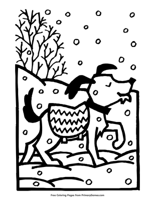 snowy coloring page