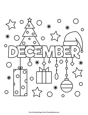 December Coloring Pages: 4 Free Printable Coloring Sheets - Cute