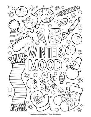 Winter Mood Coloring Page • FREE Printable PDF from PrimaryGames